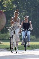 Jennifer Lopez On A Leisurely Bicycle Ride - The Hamptons