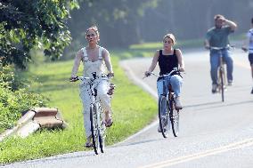 Jennifer Lopez On A Leisurely Bicycle Ride - The Hamptons