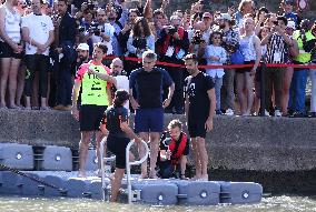 Mayor Anne Hidalgo Swims In The Seine River - Paris