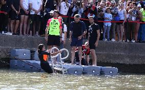 Mayor Anne Hidalgo Swims In The Seine River - Paris