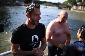 Mayor Anne Hidalgo Swims In The Seine River - Paris