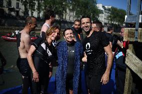 Mayor Anne Hidalgo Swims In The Seine River - Paris