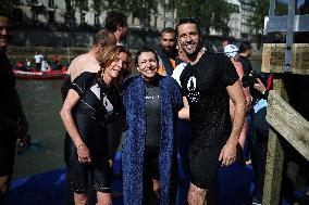 Mayor Anne Hidalgo Swims In The Seine River - Paris