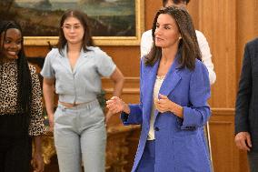 Queen Letizia Attends A Meeting - Madrid