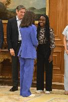 Queen Letizia Attends A Meeting - Madrid