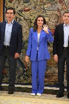 Queen Letizia Attends A Meeting - Madrid