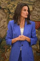 Queen Letizia Attends A Meeting - Madrid