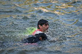 Mayor of Paris Anne Hidalgo swims in the Seine in Paris FA