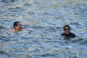 Mayor of Paris Anne Hidalgo swims in the Seine in Paris FA