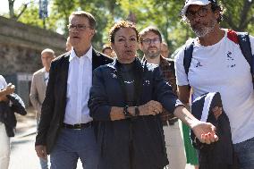 Mayor Anne Hidalgo Swims In The Seine River - Paris