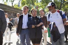 Mayor Anne Hidalgo Swims In The Seine River - Paris