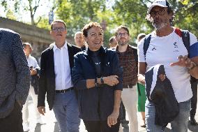 Mayor Anne Hidalgo Swims In The Seine River - Paris