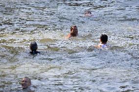 People Swimming In The Seine River - Paris