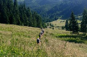 Climbing Mount Hutyn Tomnatyk in Ukrainian Carpathians