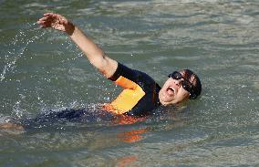 Paris Mayor Hidalgo swims in Seine