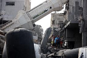 Aftermath Of Israeli Airstrike In Gaza, Palestine