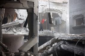 Aftermath Of Israeli Airstrike In Gaza, Palestine