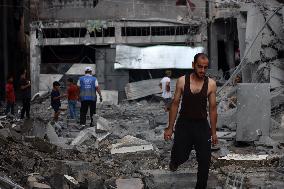 Aftermath Of Israeli Airstrike In Gaza, Palestine