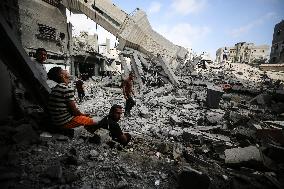 Aftermath Of Israeli Airstrike In Gaza, Palestine