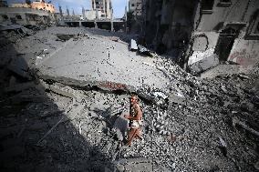 Aftermath Of Israeli Airstrike In Gaza, Palestine