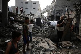 Aftermath Of Israeli Airstrike In Gaza, Palestine