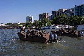 French Army Secures Access to Seine River Before Olympic Games - Paris