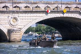 French Army Secures Access to Seine River Before Olympic Games - Paris