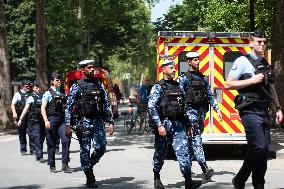 Paris 2024 - Qatari Police Officers Patrol Ahead of Games - Paris