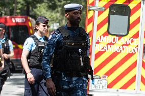 Paris 2024 - Qatari Police Officers Patrol Ahead of Games - Paris