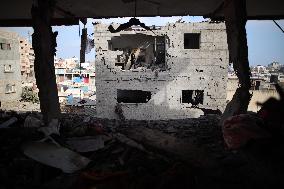 MIDEAST-GAZA-NUSEIRAT REFUGEE CAMP-DESTRUCTION