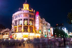 Long Exposure Of Busy Nanjing Road