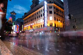 Long Exposure Of Busy Nanjing Road