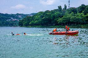 Flood Control And Rescue Drill in Baise