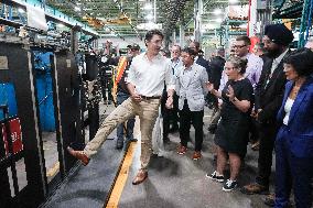 PM Trudeau Visits A Transit Commission Yard - Toronto