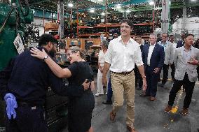 PM Trudeau Visits A Transit Commission Yard - Toronto