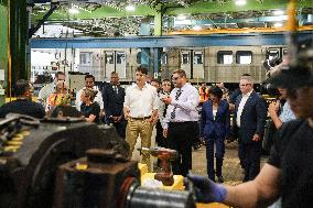 PM Trudeau Visits A Transit Commission Yard - Toronto