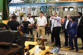 PM Trudeau Visits A Transit Commission Yard - Toronto