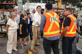 PM Trudeau Visits A Transit Commission Yard - Toronto