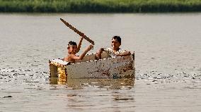 Iraqi Youth Swim Tigris River - Baghdad