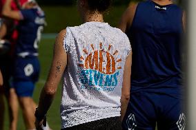 Paris 2024 - French Women Rugby 7s Team Trains With Canadian Team