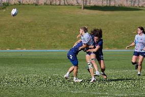 Paris 2024 - French Women Rugby 7s Team Trains With Canadian Team