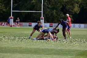 Paris 2024 - French Women Rugby 7s Team Trains With Canadian Team