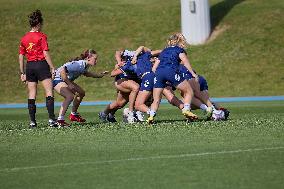 Paris 2024 - French Women Rugby 7s Team Trains With Canadian Team