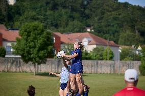 Paris 2024 - French Women Rugby 7s Team Trains With Canadian Team