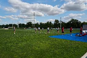 Paris 2024 - French Women Rugby 7s Team Trains With Canadian Team