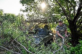 Ukrainian artillery unit near Chasiv Yar