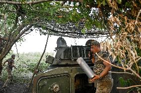 Ukrainian artillery unit near Chasiv Yar