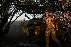 Ukrainian artillery unit near Chasiv Yar