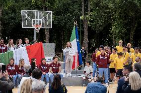 Prime Minister Giorgia Meloni Inaugurates The New Sports Centre At Parco Verde In Caivano.