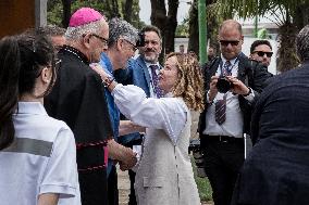 Prime Minister Giorgia Meloni Inaugurates The New Sports Centre At Parco Verde In Caivano.